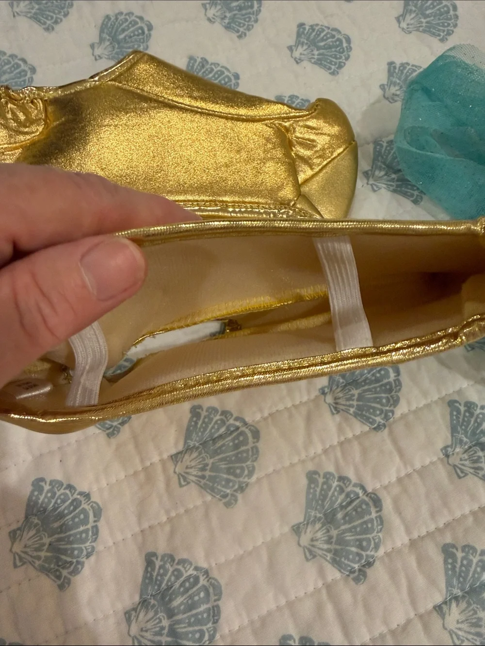 Gold and Teal Princess Headband & Shoe Covers Set - Kids Accessories